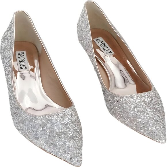 Badgley Mischka Madison II Glitter Pumps Champagne Dress Heels US 8.5 - Picture 1 of 6